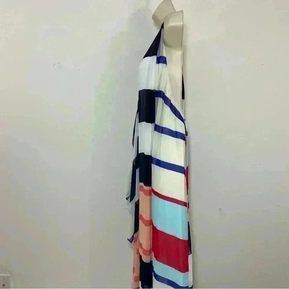 NWOT LaneBryant striped cascade chiffon maxi dress size 28 V-neck cross back - Picture 8 of 11